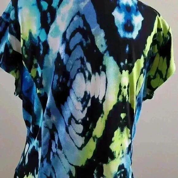 Bali Pendulum Short Sleeve Blouse Blue Green Black Us Xl - Picture 6 of 10